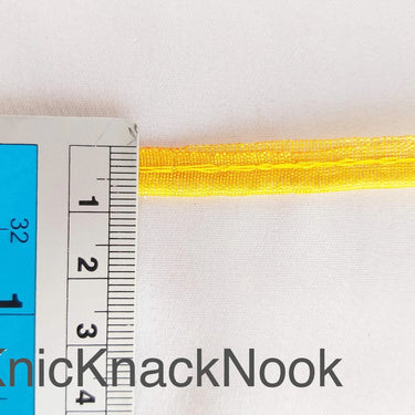 2mm Flanged Insertion Piping on 9mm Band, Chrome Yellow Art Silk Fabric Trim, Cord piping Trim